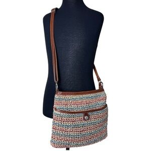 Brighton Multicolor Woven Mid-Size Leather Crossbody Shoulder Bag